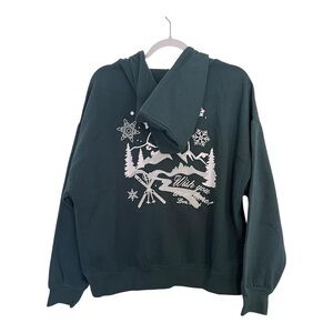 PINK Victoria’s Secret Green Hoodie Aspen Landscape Women’s Medium New